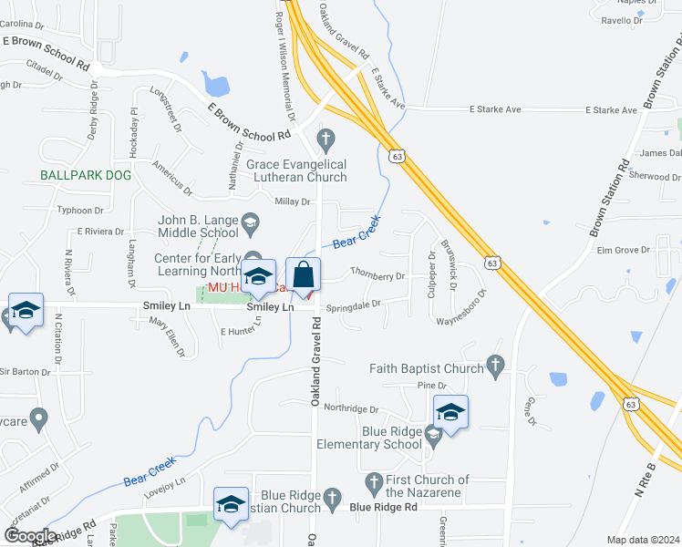 map of restaurants, bars, coffee shops, grocery stores, and more near 2409 Thornberry Drive in Columbia