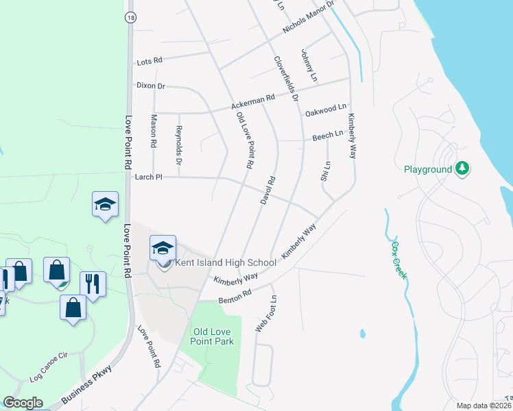 map of restaurants, bars, coffee shops, grocery stores, and more near 635 Davol Road in Stevensville