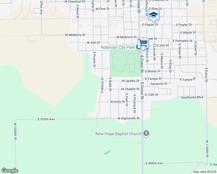 map of restaurants, bars, coffee shops, grocery stores, and more near 500 West Chaplin Street in Robinson