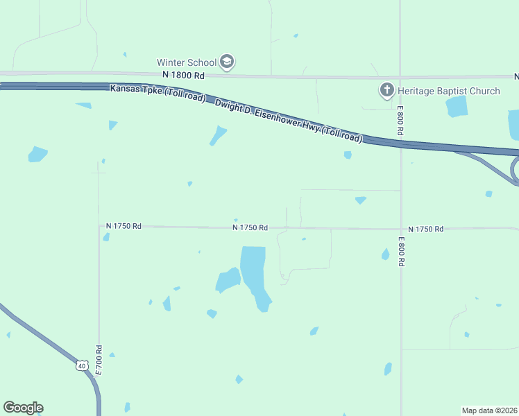 map of restaurants, bars, coffee shops, grocery stores, and more near 754 North 1750 Road in Lawrence