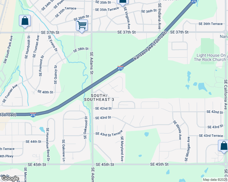 map of restaurants, bars, coffee shops, grocery stores, and more near 790 Southeast Ridgeview Drive in Topeka