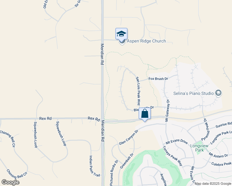 map of restaurants, bars, coffee shops, grocery stores, and more near 11945 Black Hills Drive in Peyton