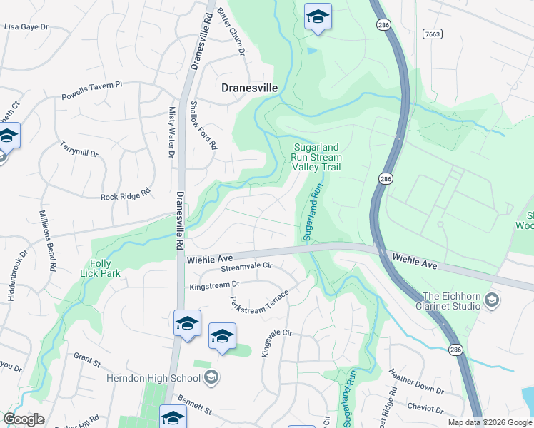 map of restaurants, bars, coffee shops, grocery stores, and more near 1337 Cassia Street in Herndon