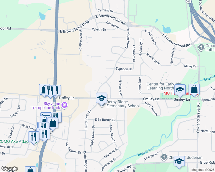 map of restaurants, bars, coffee shops, grocery stores, and more near 4215 Bold Venture Drive in Columbia