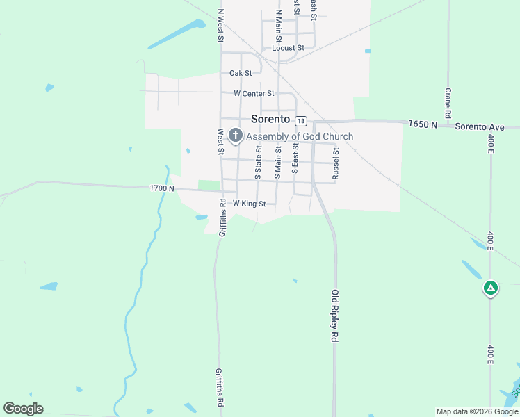 map of restaurants, bars, coffee shops, grocery stores, and more near 108 West King Street in Sorento