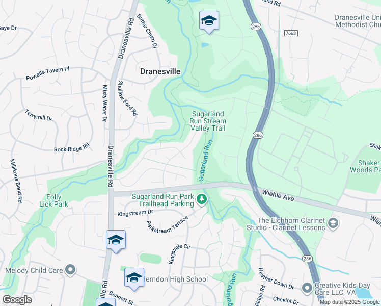 map of restaurants, bars, coffee shops, grocery stores, and more near 12264 Cliveden Street in Herndon