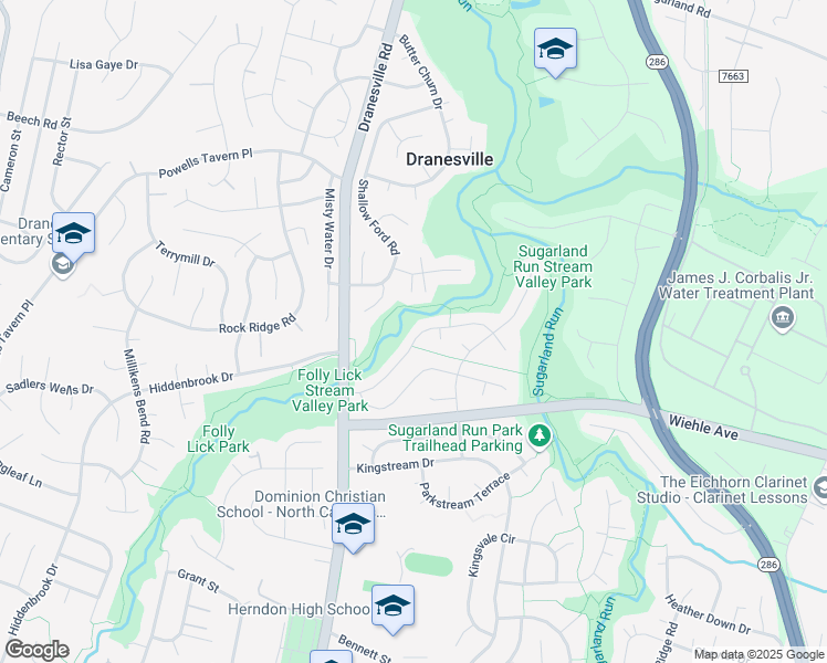 map of restaurants, bars, coffee shops, grocery stores, and more near 12326 Cliveden Street in Herndon