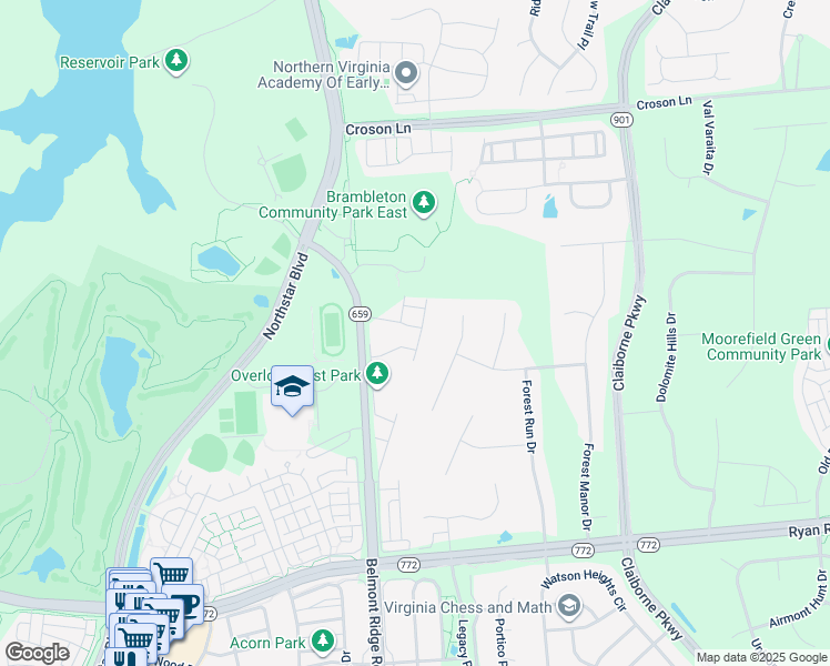 map of restaurants, bars, coffee shops, grocery stores, and more near 42681 Redeemer Terrace in Ashburn