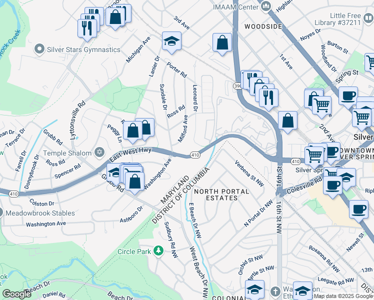 map of restaurants, bars, coffee shops, grocery stores, and more near 101 Independence Avenue Southeast in Washington