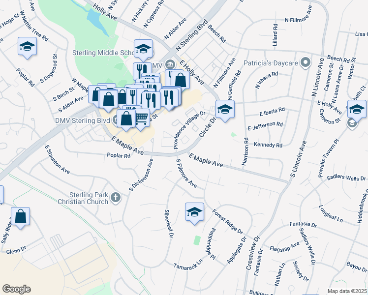 map of restaurants, bars, coffee shops, grocery stores, and more near 174 Edinburgh Square in Sterling