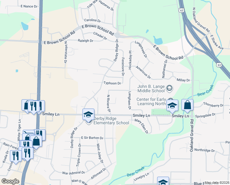 map of restaurants, bars, coffee shops, grocery stores, and more near 1782 E Riviera Dr in Columbia