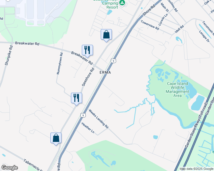map of restaurants, bars, coffee shops, grocery stores, and more near 807 Kathryn Boulevard in Cape May