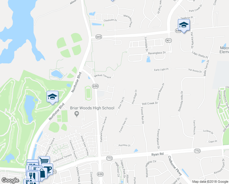 map of restaurants, bars, coffee shops, grocery stores, and more near 22470 Snow Powder Terrace in Ashburn