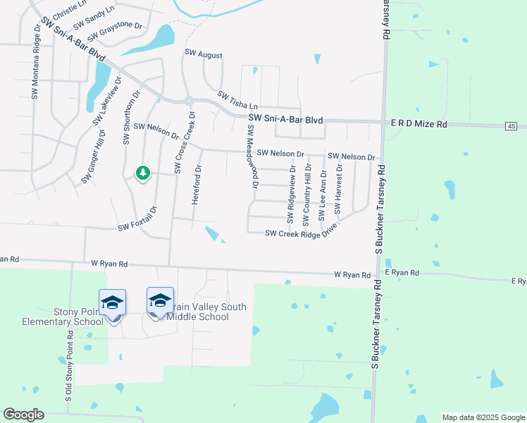 map of restaurants, bars, coffee shops, grocery stores, and more near 618 Southwest Muriel Drive in Grain Valley