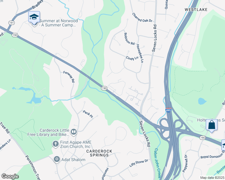 map of restaurants, bars, coffee shops, grocery stores, and more near 8229 River Road in Bethesda