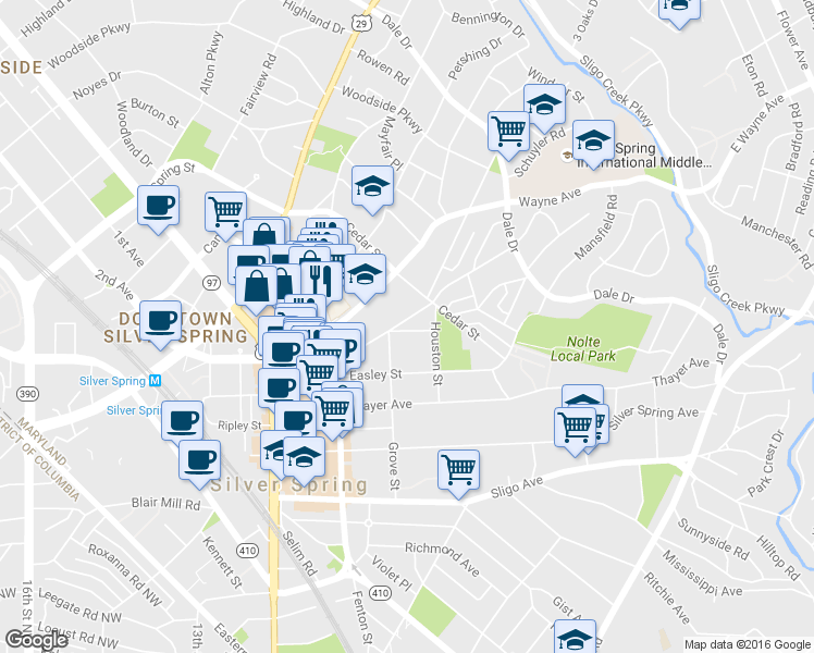 map of restaurants, bars, coffee shops, grocery stores, and more near 101 Independence Avenue Southeast in Washington