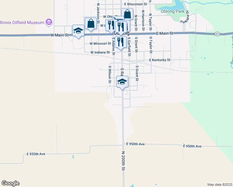 map of restaurants, bars, coffee shops, grocery stores, and more near 700 South Range Street in Oblong