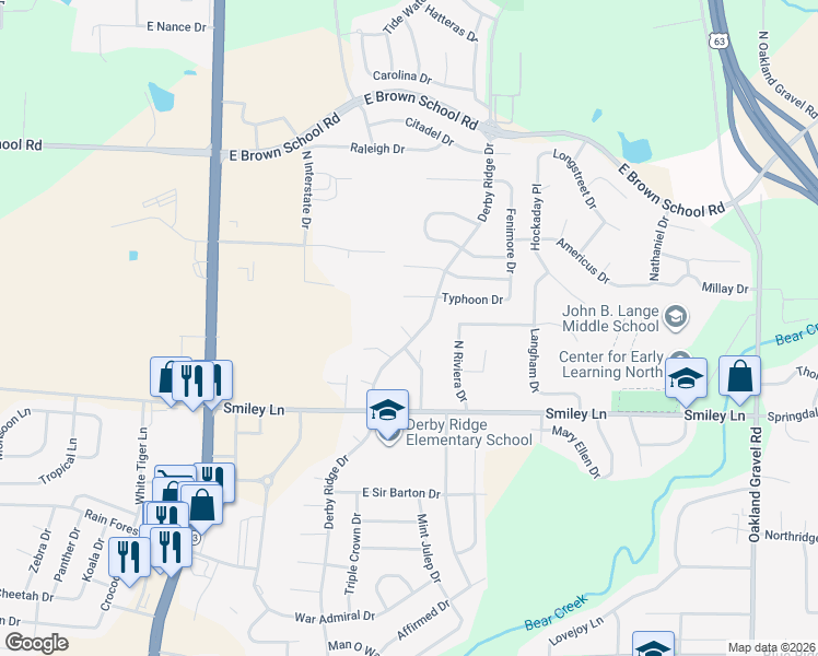 map of restaurants, bars, coffee shops, grocery stores, and more near 1511 Riva Ridge Court in Columbia