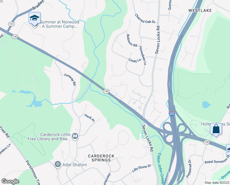 map of restaurants, bars, coffee shops, grocery stores, and more near 8229 River Road in Bethesda