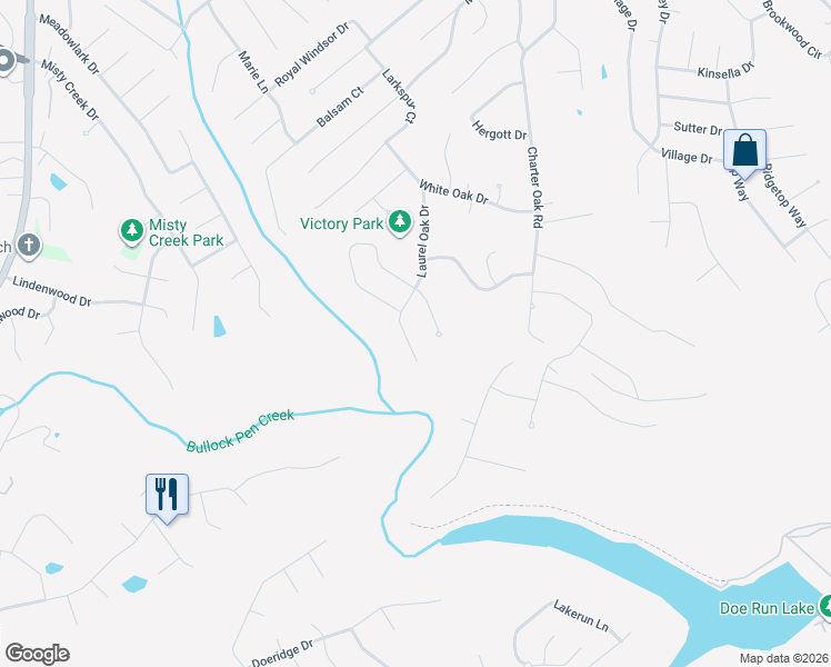 map of restaurants, bars, coffee shops, grocery stores, and more near 3236 Laurel Oak Court in Edgewood
