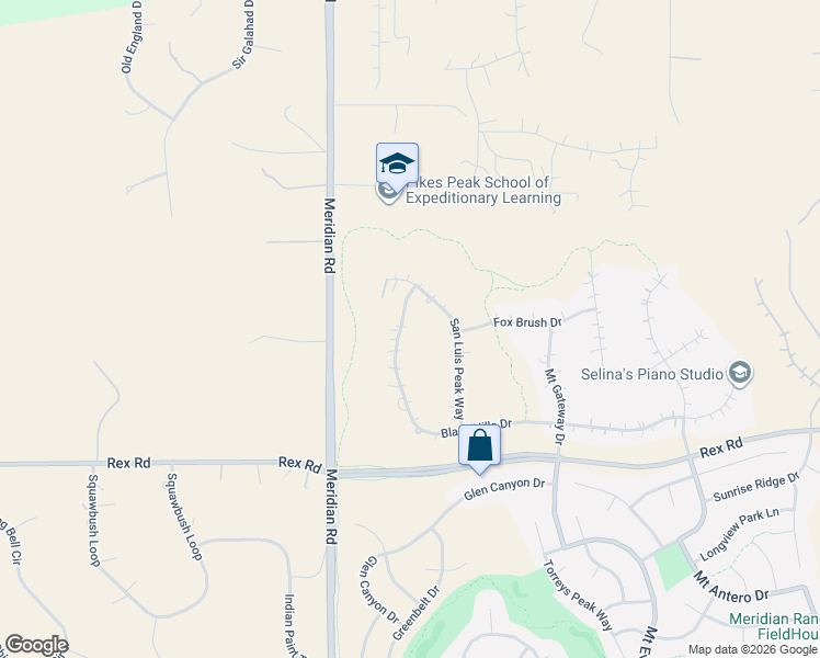 map of restaurants, bars, coffee shops, grocery stores, and more near 11824 Black Hills Drive in Peyton