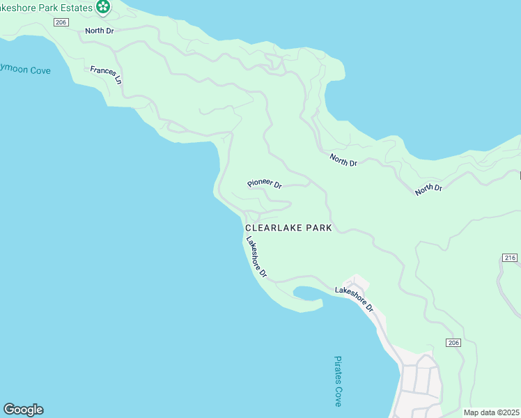 map of restaurants, bars, coffee shops, grocery stores, and more near 11030 Pioneer Drive in Clearlake