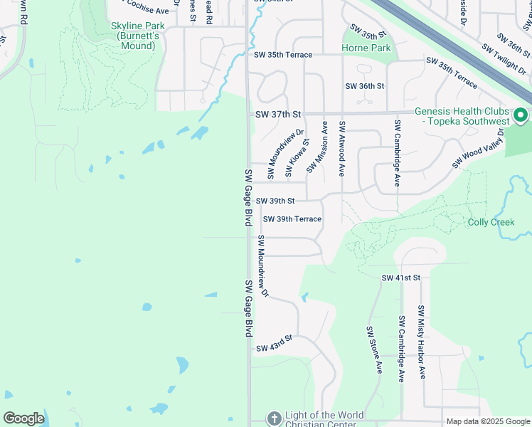 map of restaurants, bars, coffee shops, grocery stores, and more near 4008 Southwest 39th Terrace in Topeka