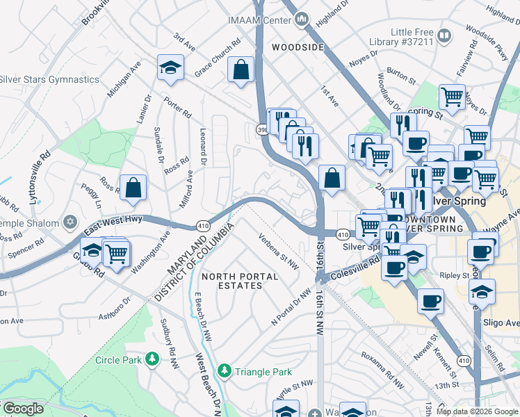 map of restaurants, bars, coffee shops, grocery stores, and more near 101 Independence Avenue Southeast in Washington