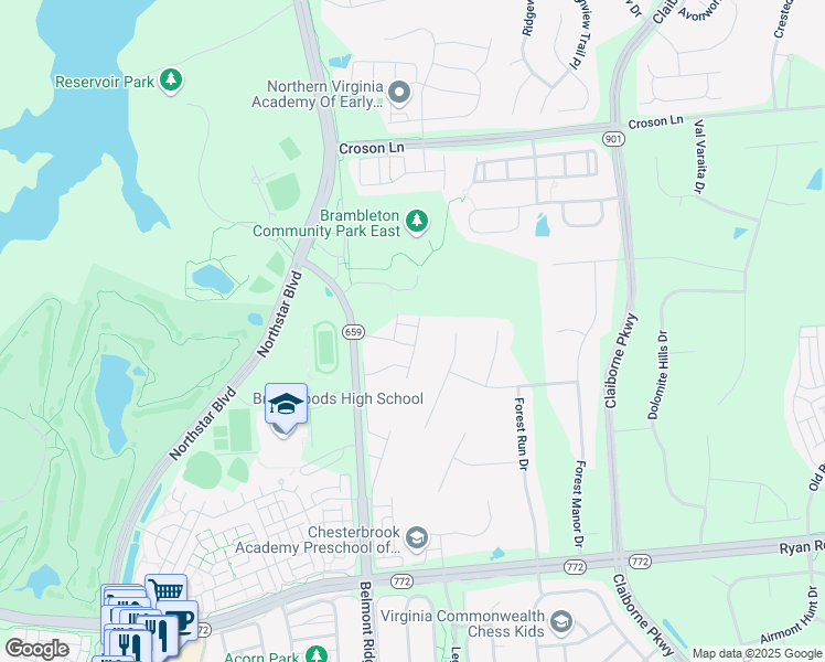 map of restaurants, bars, coffee shops, grocery stores, and more near 42683 Orefield Terrace in Ashburn