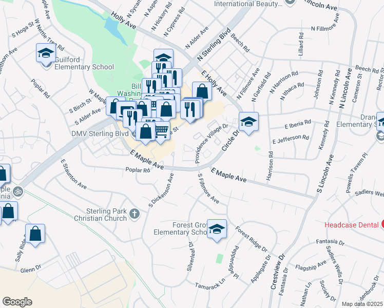 map of restaurants, bars, coffee shops, grocery stores, and more near 94 Saint Charles Square in Sterling
