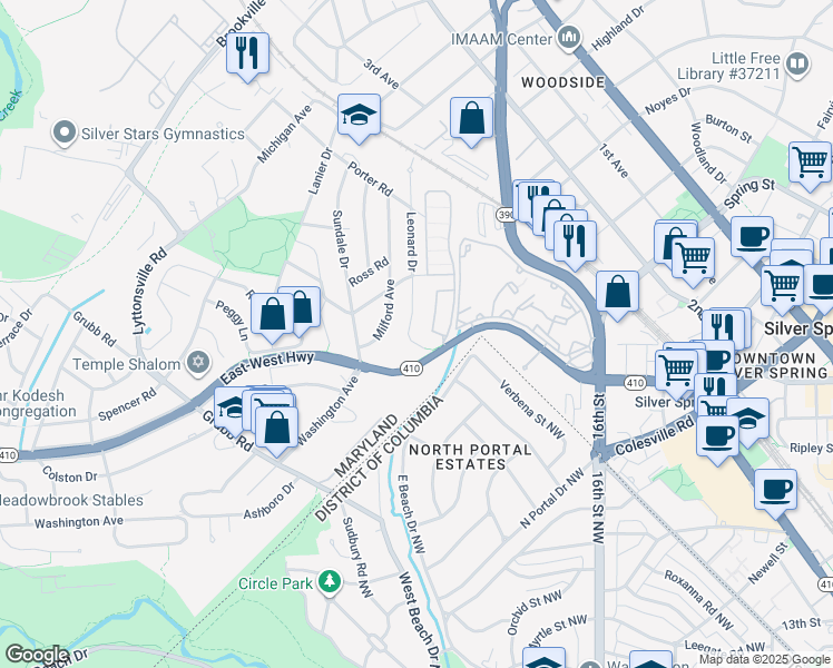 map of restaurants, bars, coffee shops, grocery stores, and more near 101 Independence Avenue Southeast in Washington
