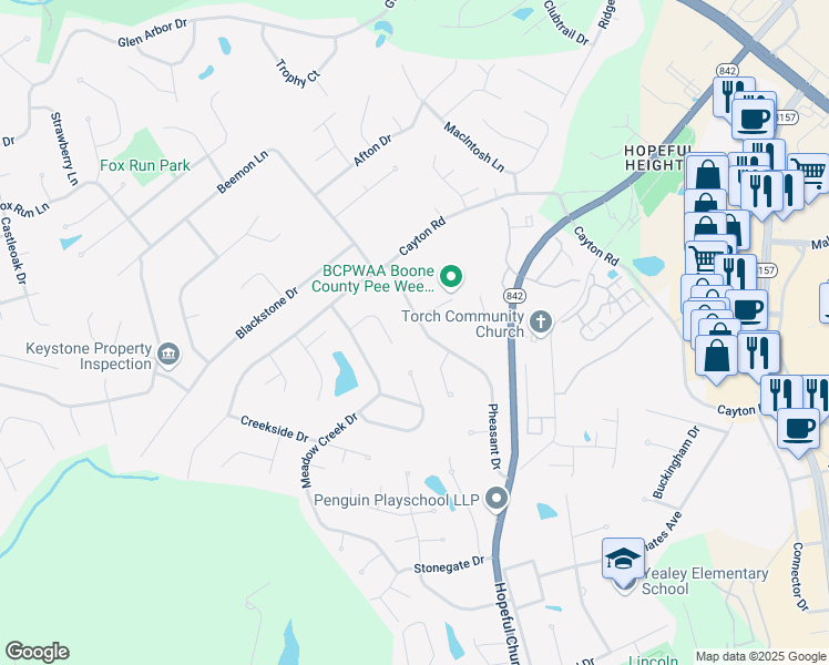 map of restaurants, bars, coffee shops, grocery stores, and more near 1196 Mosswood Court in Florence