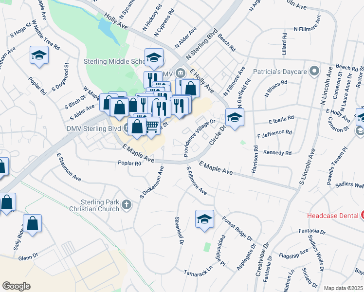 map of restaurants, bars, coffee shops, grocery stores, and more near 96 Saint Charles Square in Sterling