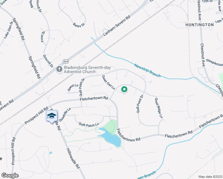map of restaurants, bars, coffee shops, grocery stores, and more near 12335 Quiet Owl Lane in Bowie