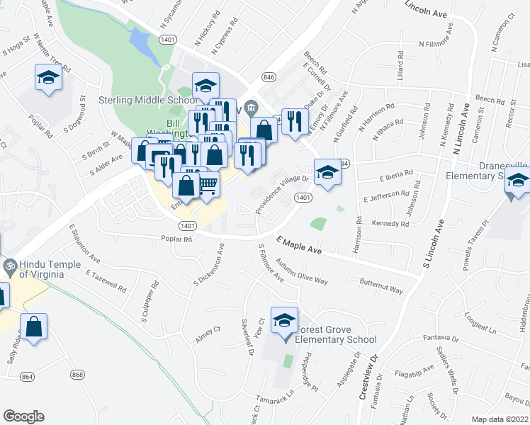 map of restaurants, bars, coffee shops, grocery stores, and more near 177 Edinburgh Square in Sterling