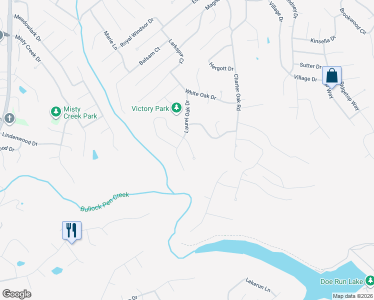 map of restaurants, bars, coffee shops, grocery stores, and more near 3236 Laurel Oak Court in Edgewood