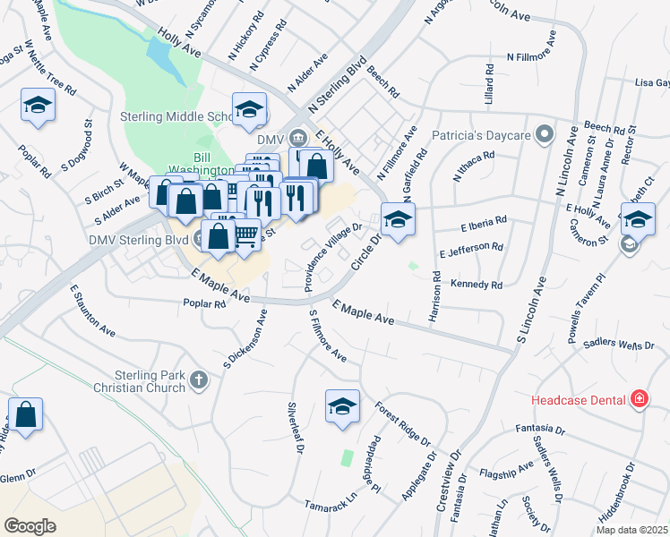 map of restaurants, bars, coffee shops, grocery stores, and more near 153 Edinburgh Square in Sterling