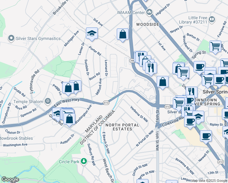 map of restaurants, bars, coffee shops, grocery stores, and more near 101 Independence Avenue Southeast in Washington