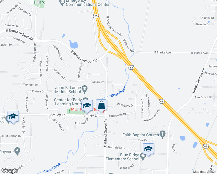 map of restaurants, bars, coffee shops, grocery stores, and more near 4472 North Oakland Gravel Road in Columbia