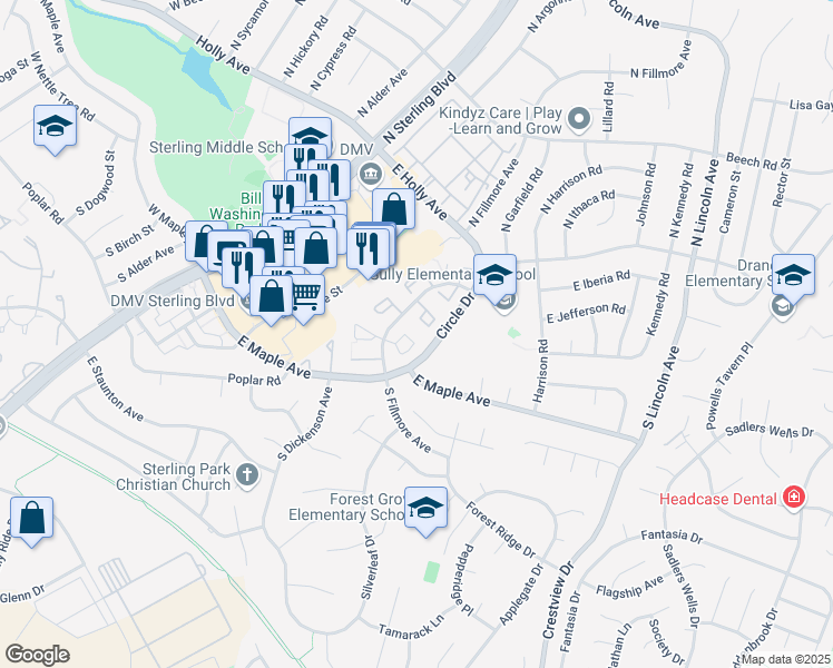 map of restaurants, bars, coffee shops, grocery stores, and more near 174 Edinburgh Square in Sterling