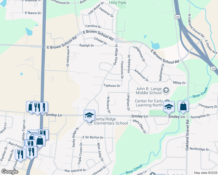 map of restaurants, bars, coffee shops, grocery stores, and more near 4195 North Riviera Drive in Columbia