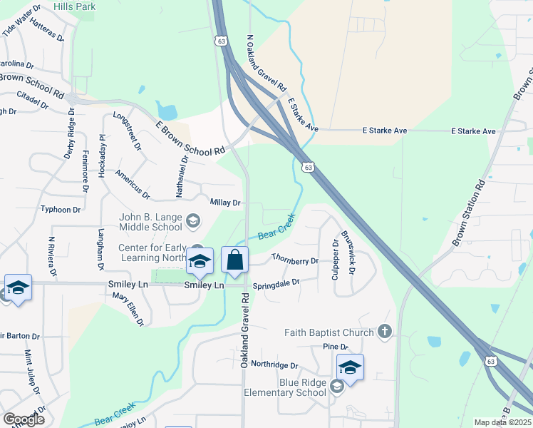map of restaurants, bars, coffee shops, grocery stores, and more near 2500 East Morris Drive in Columbia