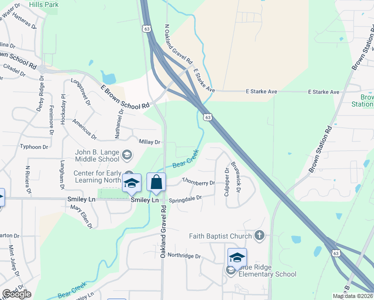 map of restaurants, bars, coffee shops, grocery stores, and more near 2542 East Morris Drive in Columbia