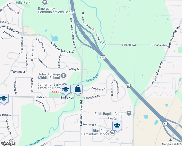 map of restaurants, bars, coffee shops, grocery stores, and more near 2506 Heying Drive in Columbia
