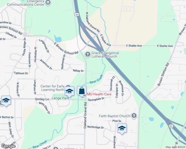 map of restaurants, bars, coffee shops, grocery stores, and more near 2506 Heying Drive in Columbia