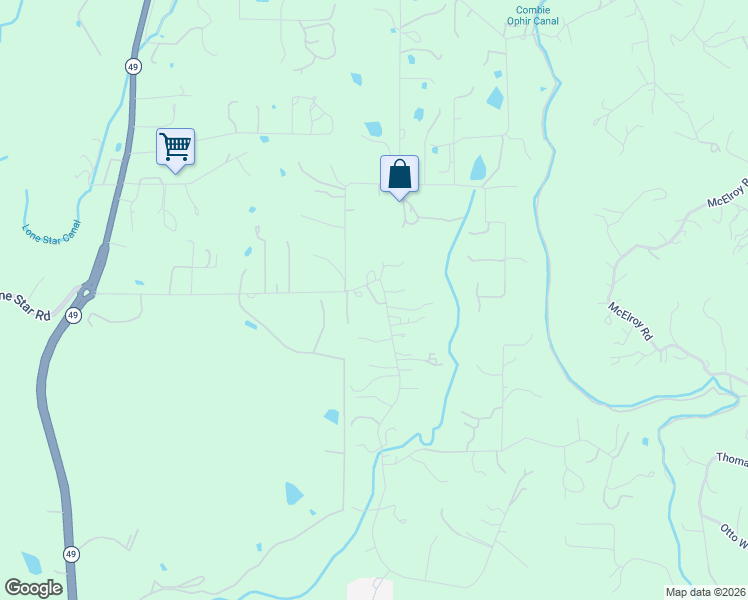 map of restaurants, bars, coffee shops, grocery stores, and more near 13080 Lone Star Road in Auburn