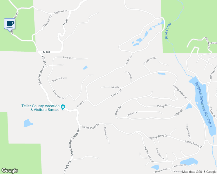 map of restaurants, bars, coffee shops, grocery stores, and more near 1 Lake Circle in Divide