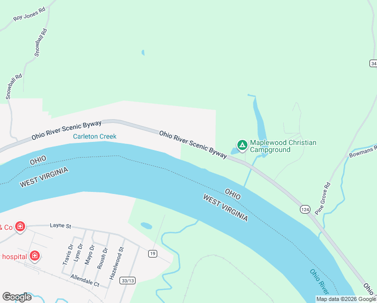 map of restaurants, bars, coffee shops, grocery stores, and more near 45615 Ohio 124 in Syracuse