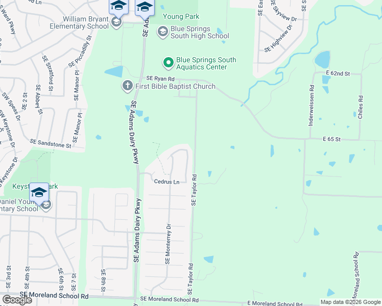 map of restaurants, bars, coffee shops, grocery stores, and more near 915 Southeast Cypress Lane in Blue Springs