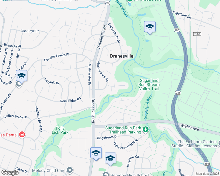 map of restaurants, bars, coffee shops, grocery stores, and more near 12321 Valley High Road in Herndon